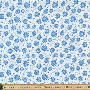 Low Volume Retro Flower 112 cm Cotton Fabric Blue 112 cm