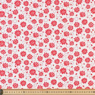 Low Volume Retro Flower 112 cm Cotton Fabric Red 112 cm