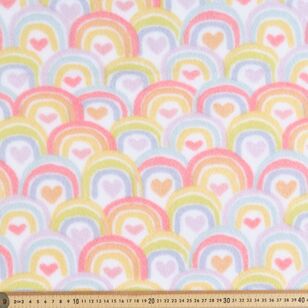 Rainbow Hearts 148 cm Husky Polar Fleece Fabric White 148 cm