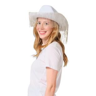 Spartys Crystal Fringe Cowboy Hat White