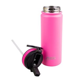 Oasis 550 ml Stainless Steel Challenger Straw Bottle Neon Pink 550 mL