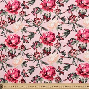 Blooming 140 cm Combed Cotton Fabric Pink Floral 140 cm