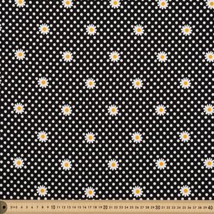 Daisy Dots 140 cm Combed Cotton Fabric Black Floral 140 cm