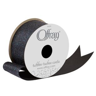Offray Glitter GG Ribbon Black 38 mm x 2.7 m