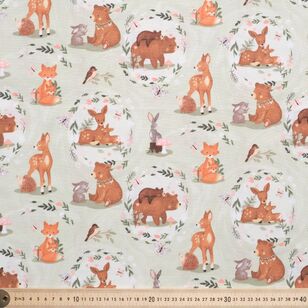 Woodland Baby In Bloom 112 cm Cotton Fabric Green 112 cm