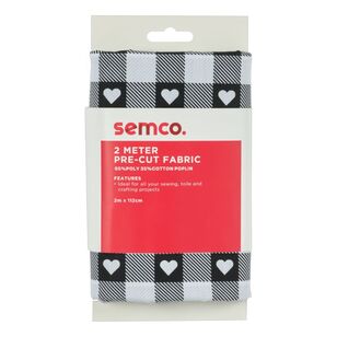 Semco Check Hearts Pre-cut Fabric Black 2 m x 112 cm