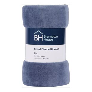 Brampton House Coral Fleece Blanket Blue 180 x 220 cm
