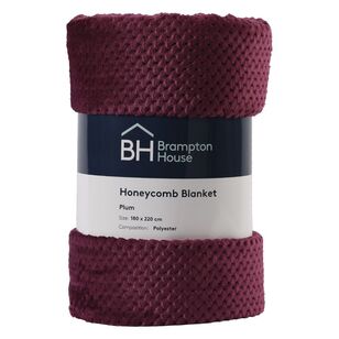 Brampton House Honeycomb Blanket Plum 180 x 220 cm