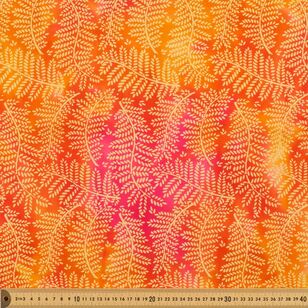 Ferns 112 cm Indian Batik Fabric Orange 112 cm