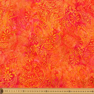 Paisley Floral 112 cm Indian Batik Fabric Orange 112 cm