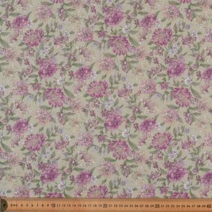 Regal Cottage Flowers 108 cm Cotton Fabric Purple 108 cm