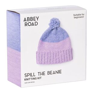 Abbey Road Beanie Knitting Kit Purple & Blue