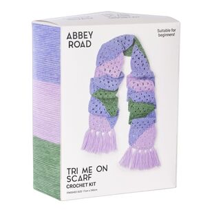 Abbey Road Scarf Crochet Kit Blue, Purple & Green