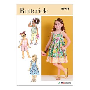 Butterick B6952 Children's Dresses, Tops, Shorts and Pants Pattern White 3 - 8