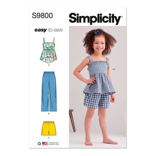 Simplicity S9800 Children's Top, Pants and Shorts Pattern White 3 - 8