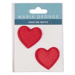 Maria George Love Heart Iron on Motif 2 Pack Red