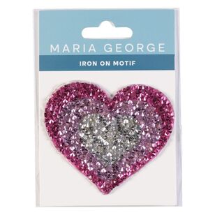 Maria George Jewel Love Hearts Iron on Motif Pink