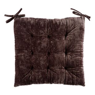KOO Crushed Velour Chair Pad 2 Pack Charcoal 43 x 43 cm