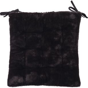 KOO Ted/Faux Fur Chair Pad 2 Pack Black 43 x 43 cm