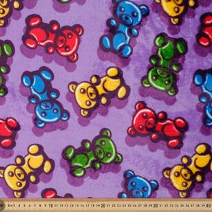 Laura Wayne Gummy Bears 147 cm Cozy Fleece Fabric Purple 147 cm