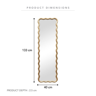 Frame Depot Wave Mirror Gold 134 x 41 x 3 cm