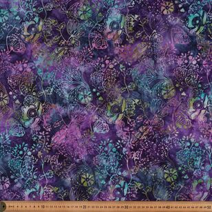 Indian Batik Ferns 112 cm Cotton Fabric Purple 112 cm