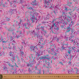 Indian Batik Paisley Floral 112 cm Cotton Fabric Pink 112 cm