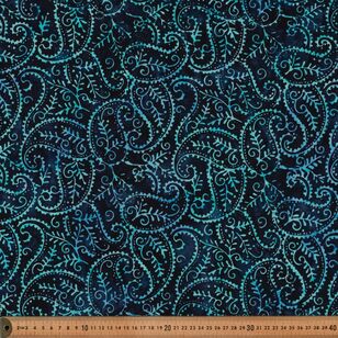 Indian Batik Paisley Floral 2 112 cm Cotton Fabric Navy 112 cm