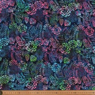Indian Batik Picked Garden 112 cm Cotton Fabric Navy 112 cm