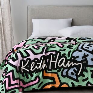 KOO Keith Haring Bed Throw Blanket Multicoloured 180 x 210 cm