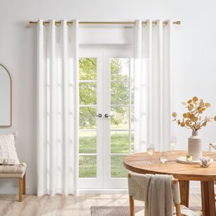 KOO Liza Sheer Eyelet Curtains White With Brass Rings