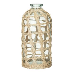 Ombre Home Evie Glass Rattan Vase Natural 11.5 x 25 cm