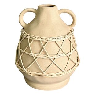 Ombre Home Imogen Ceramic Rattan Vase II Natural 15 x 15 x 18.3 cm