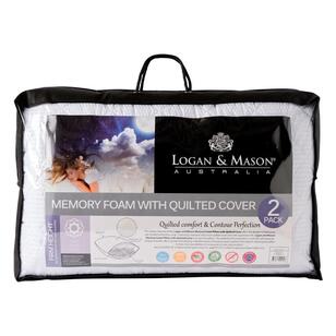 Logan & Mason 2 Pack Memory Foam Pillow White Standard