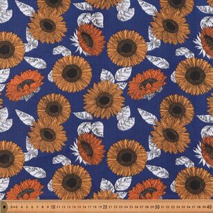 Midnight Sunflower 120 cm Multipurpose Cotton Fabric Navy 120 cm