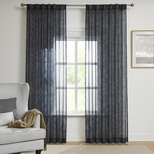 KOO Botanicals Pais Concealed Tab Top Sheer Curtains Charcoal 140 x 250 cm