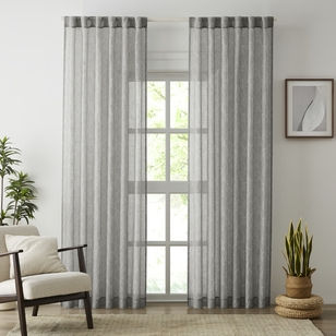 KOO Botanicals Tropic Concealed Tab Top Sheer Curtains Light Grey 140 x 250 cm