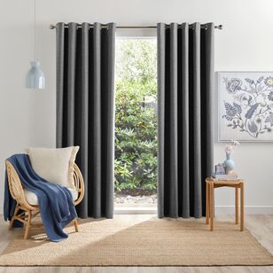 Emerald Hill Wade Blockout Eyelet Curtains Charcoal