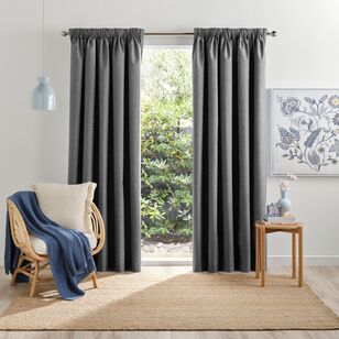 Emerald Hill Wade Blockout Pencil Pleat Curtains Charcoal