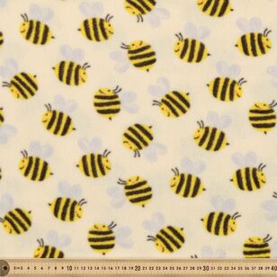 Bee 148 cm Micro Nursery Fleece Fabric Yellow 148 cm