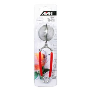 Avanti Snap Tea Ball Infuser With Silicone Handle Silver & Red