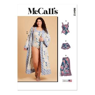 Mccalls M8412 Women's Bodysuit, Robe, Shorts and Pants Pattern White