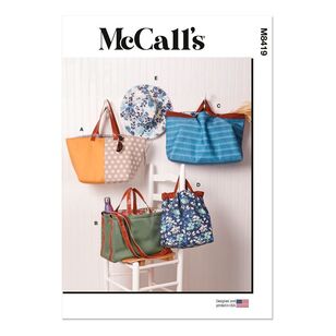 Mccalls M8419 Tote Bags and Hat Pattern White All Sizes