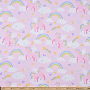 Unicorn 145 cm French Fleece Fabric Pink 145 cm