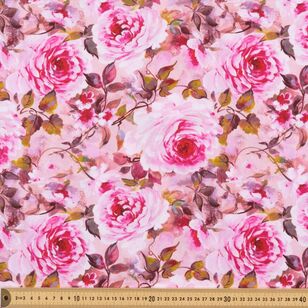 Cabbage Roses 112 cm Cotton Poplin Fabric Multicoloured 112 cm