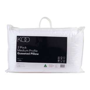 KOO Gusseted Medium Profile Pillow 2 Pack White Standard