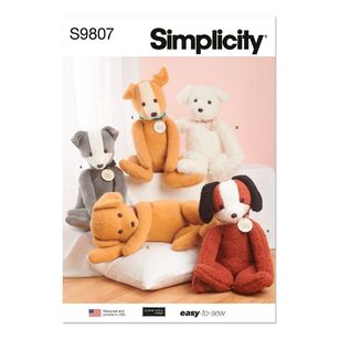 Simplicity S9807 Poseable Plush Animals by Elaine Heigl Designs Pattern White One Size
