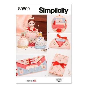 Simplicity S9809 Pincushion Dolls, Project Organizer and Etui by Shirley Botsford Pattern White One Size