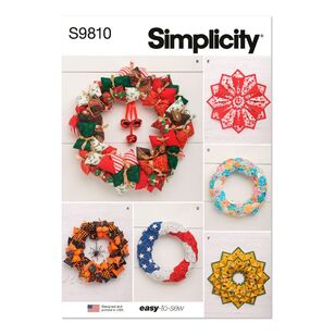 Simplicity S9810 Seasonal Wreaths Pattern White One Size