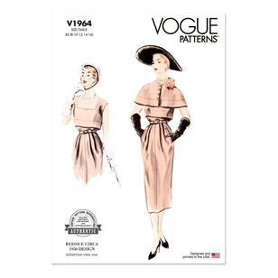 Vogue V1964 Misses' Dress and Capelet Pattern White